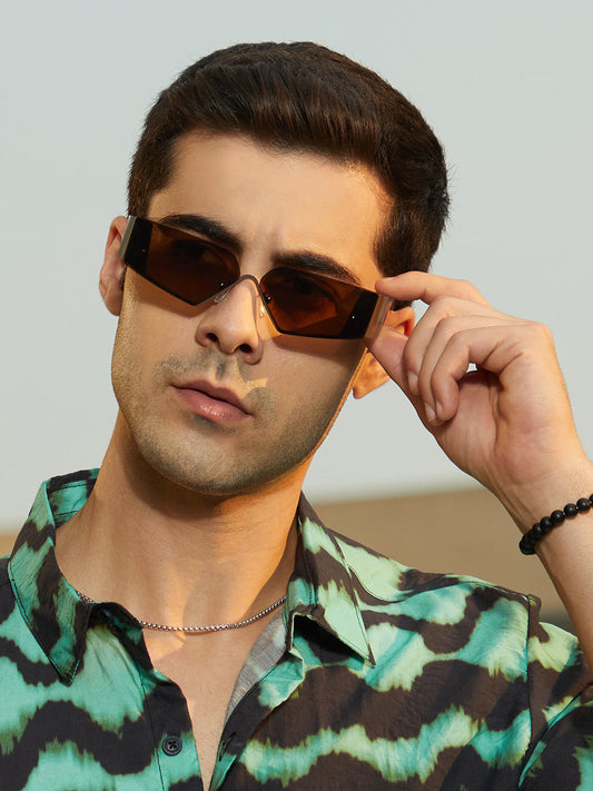 The Electra Shield Sunglass Taupe Brown