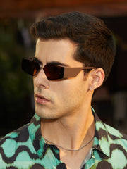 The Electra Shield Sunglass Taupe Brown