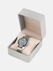 The Ribbed Round Watch - Midnight Black