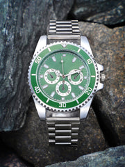 The Ribbed Four-Dial Round Watch - Metallic Silver