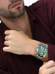 The Ribbed Four-Dial Round Watch - Metallic Silver
