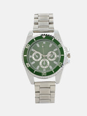 The Ribbed Four-Dial Round Watch - Metallic Silver