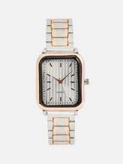 The Noir Rectangular Watch - Metallic Silver