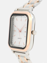 The Noir Rectangular Watch - Metallic Silver