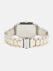 The Noir Rectangular Watch - Metallic Silver
