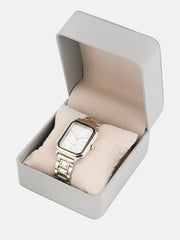 The Noir Rectangular Watch - Metallic Silver