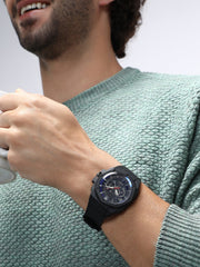 The Horizen Three-Dial Round Watch - Onyx Black