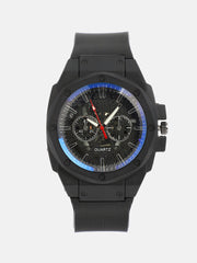The Horizen Three-Dial Round Watch - Onyx Black