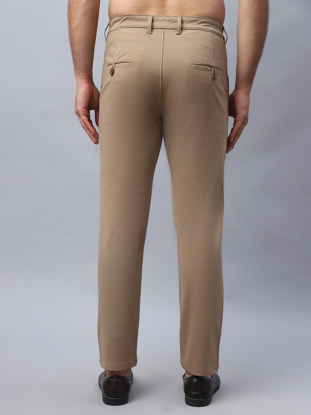 Tapered Fit Solid Trousers For Men