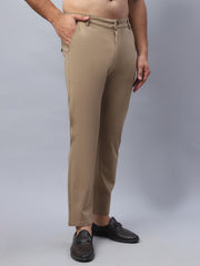 Tapered Fit  Solid Trousers For Men ( FGP 279Beige )