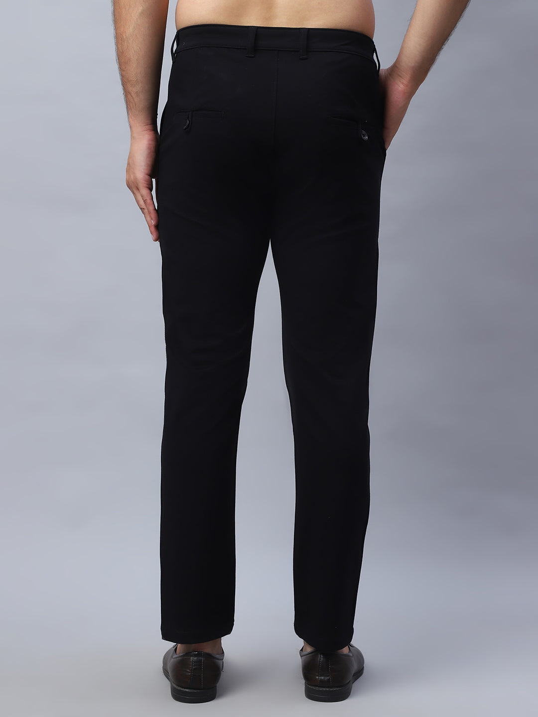 Tapered Fit Solid Trousers For Men