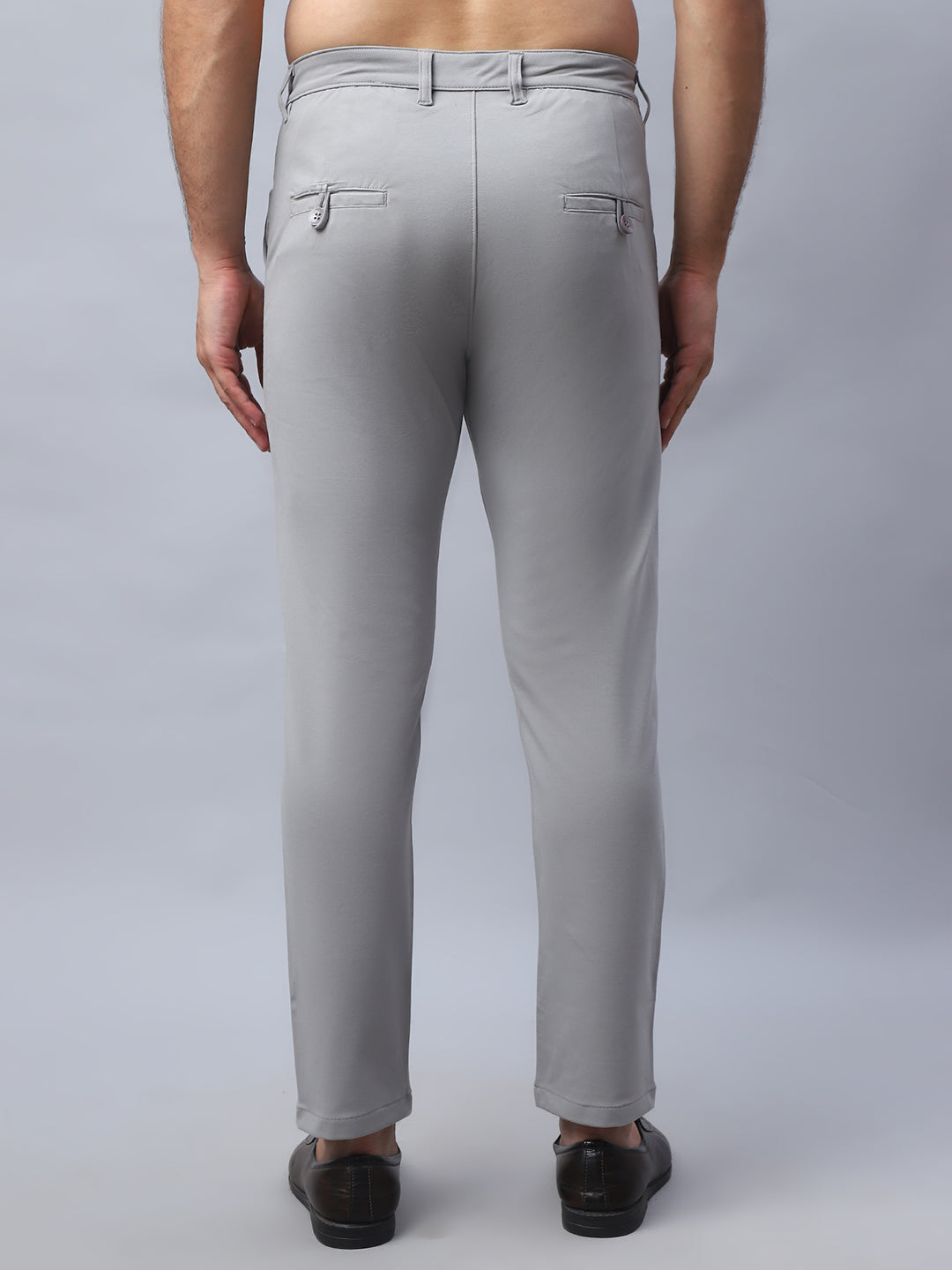 Tapered Fit Solid Trousers For Men