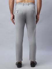 Tapered Fit  Solid Trousers For Men ( FGP 279Light-Grey )