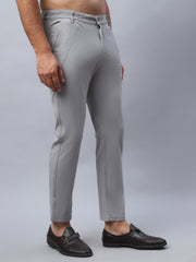 Tapered Fit  Solid Trousers For Men ( FGP 279Light-Grey )