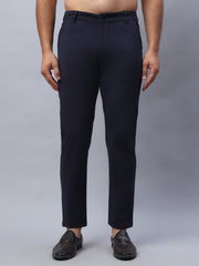 Tapered Fit  Solid Trousers For Men ( FGP 279Navy )