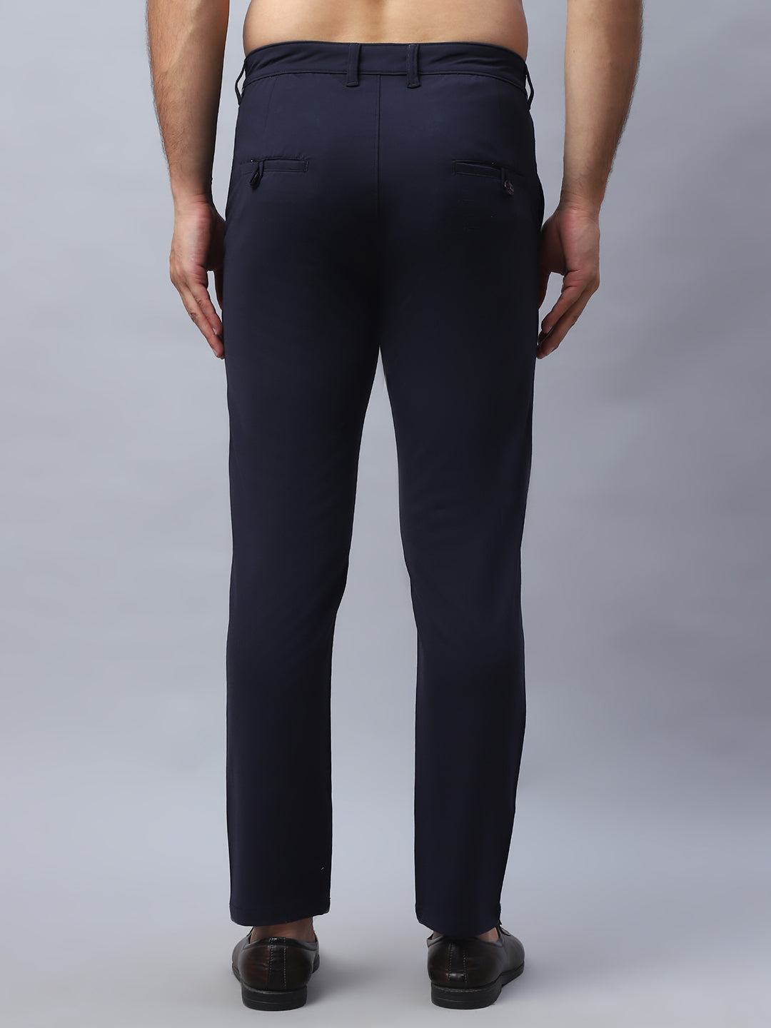 Tapered Fit Solid Trousers For Men