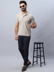 Tapered Fit  Solid Trousers For Men ( FGP 279Navy )