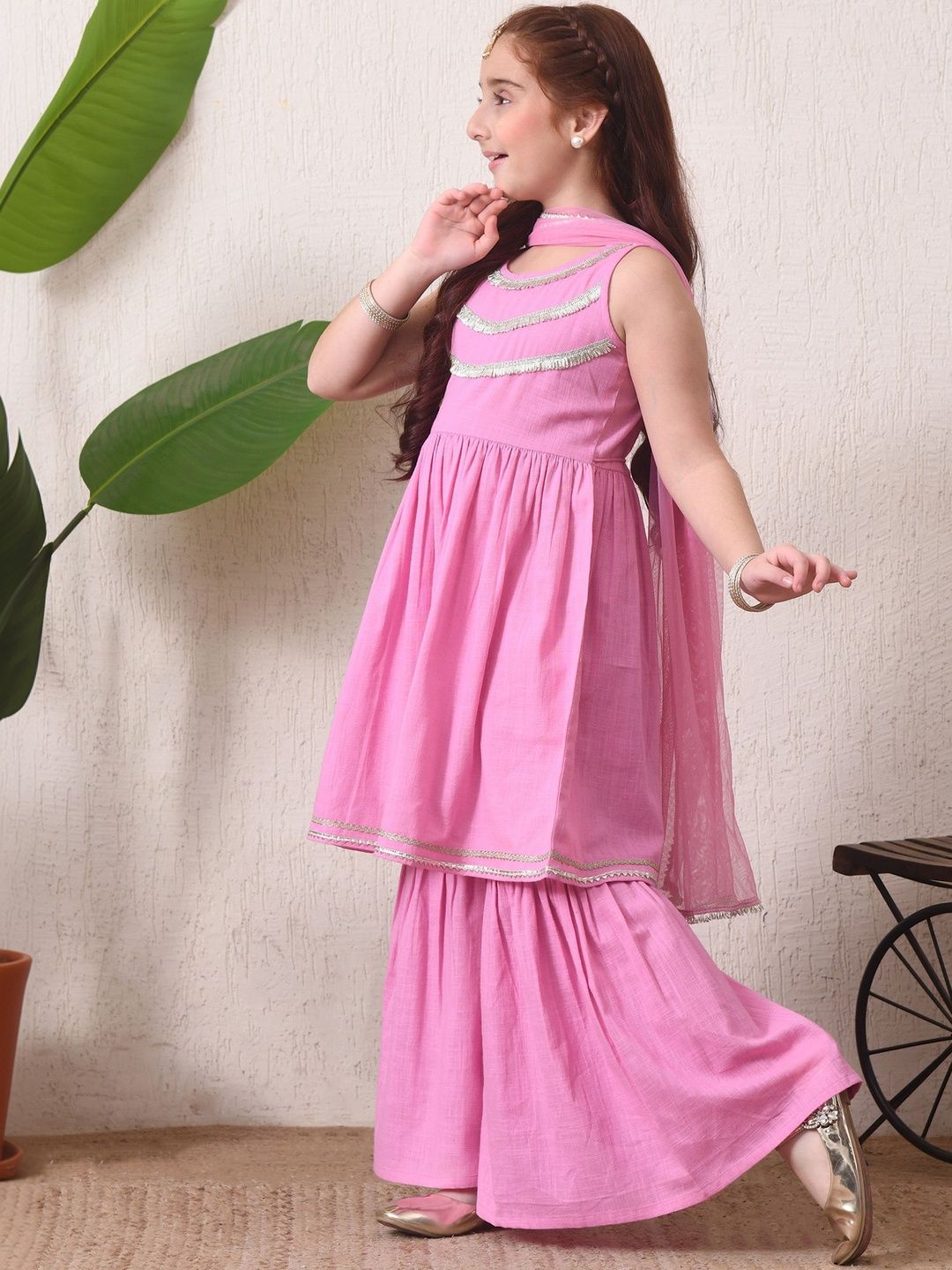 Girls Purple Kurta Sharara Set with Dupatta ILKSD63