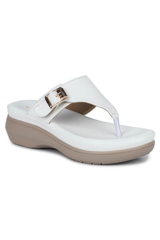 White Casual Open Back 1 inch Platform Heels