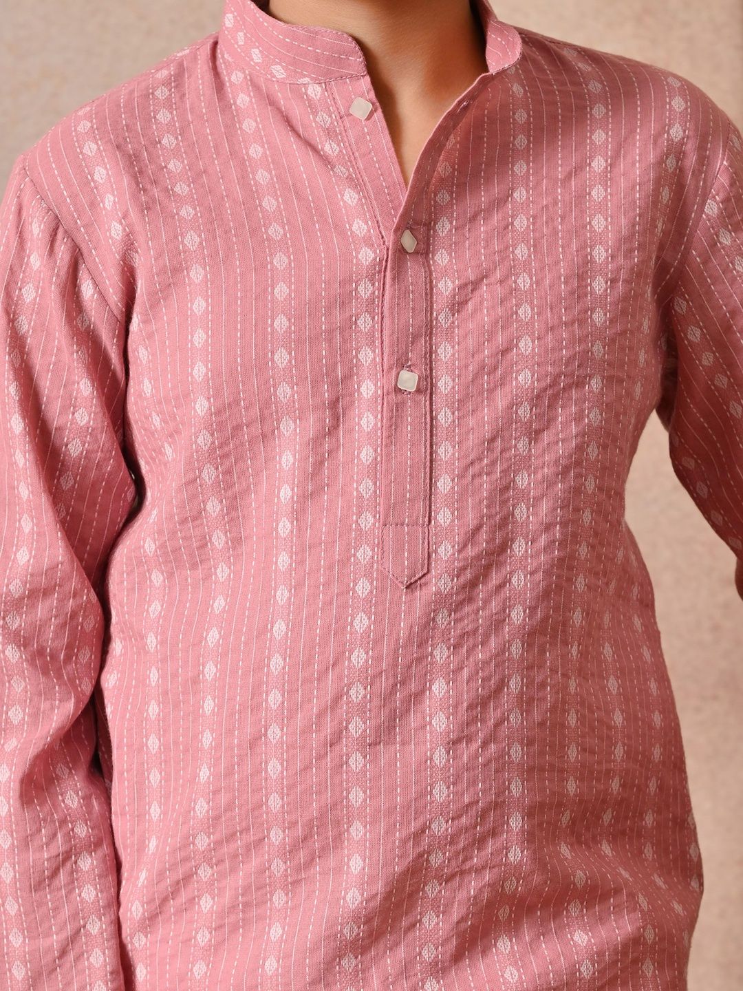 Indi Loom Couture Boys Pink Embroidered Kurta with Pyjama Set ILBKS34