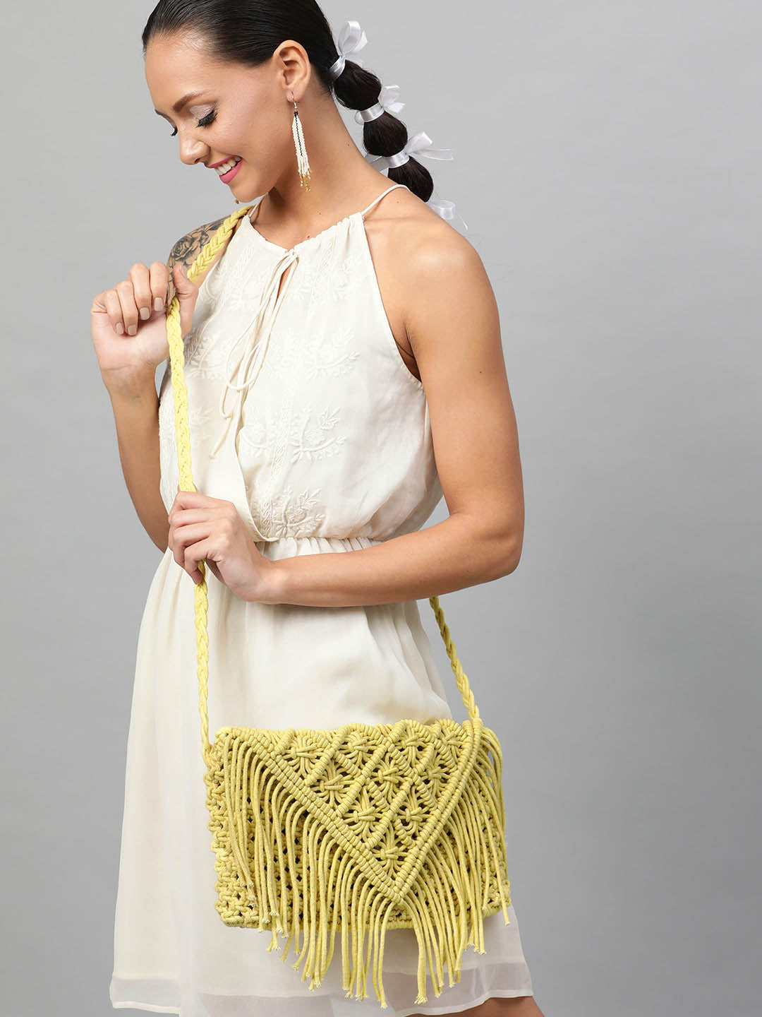 Lime Crochet Crossbody Handbag
