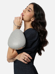 Textured Magnet Lock Clutch Bag