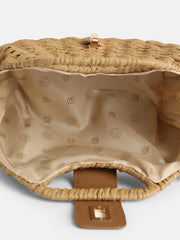The Straw-Curve Hand Bag - Tan Brown