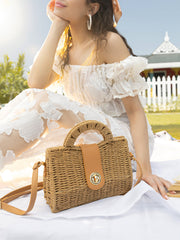 The Basket Hand Bag - Khaki Brown