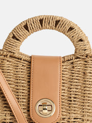 The Basket Hand Bag - Khaki Brown