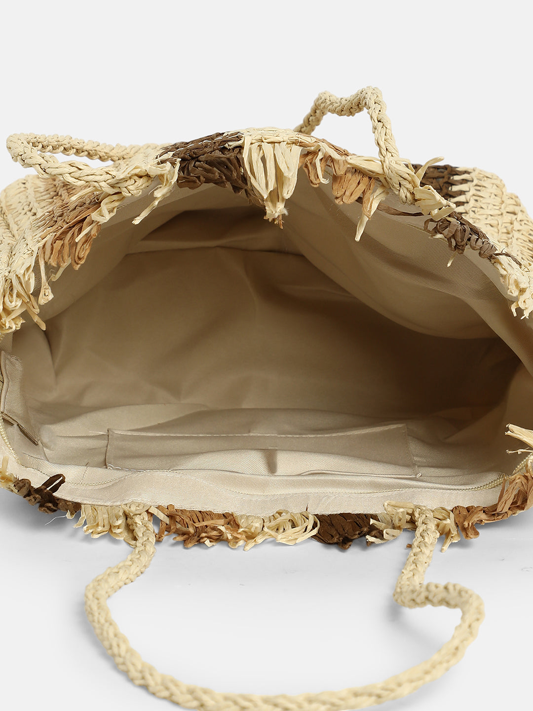 Haute Sauce - The Straw-Striped Tote Bag - Ecru Beige:Mocha Brown