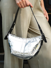 The Crescent Sling Bag - Metallic Silver
