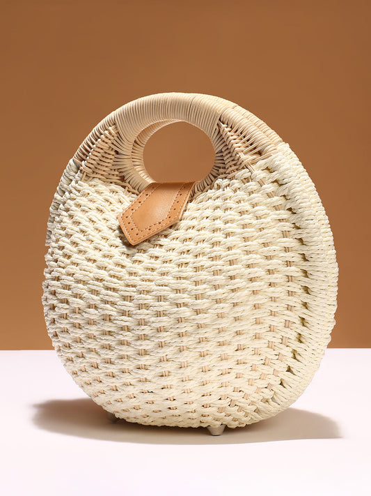 The The Straw-Orb Hand Bag Hand Bag - Off-White