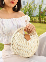 The The Straw-Orb Hand Bag Hand Bag - Off-White