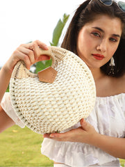 The The Straw-Orb Hand Bag Hand Bag - Off-White