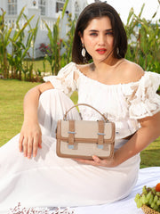 The Linea-Block Hand Bag - Ash Brown