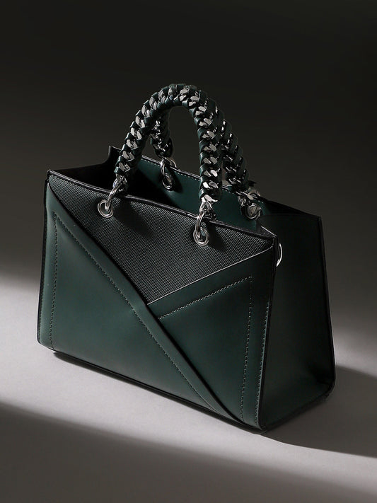 The Overlap-Chainlink Hand Bag - Emerald Green