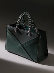 The Overlap-Chainlink Hand Bag - Emerald Green