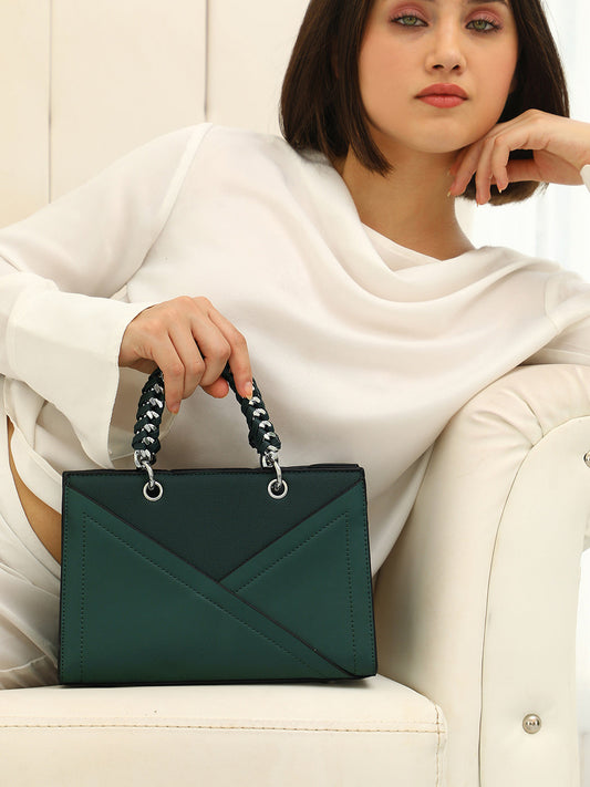 The Overlap-Chainlink Hand Bag - Emerald Green