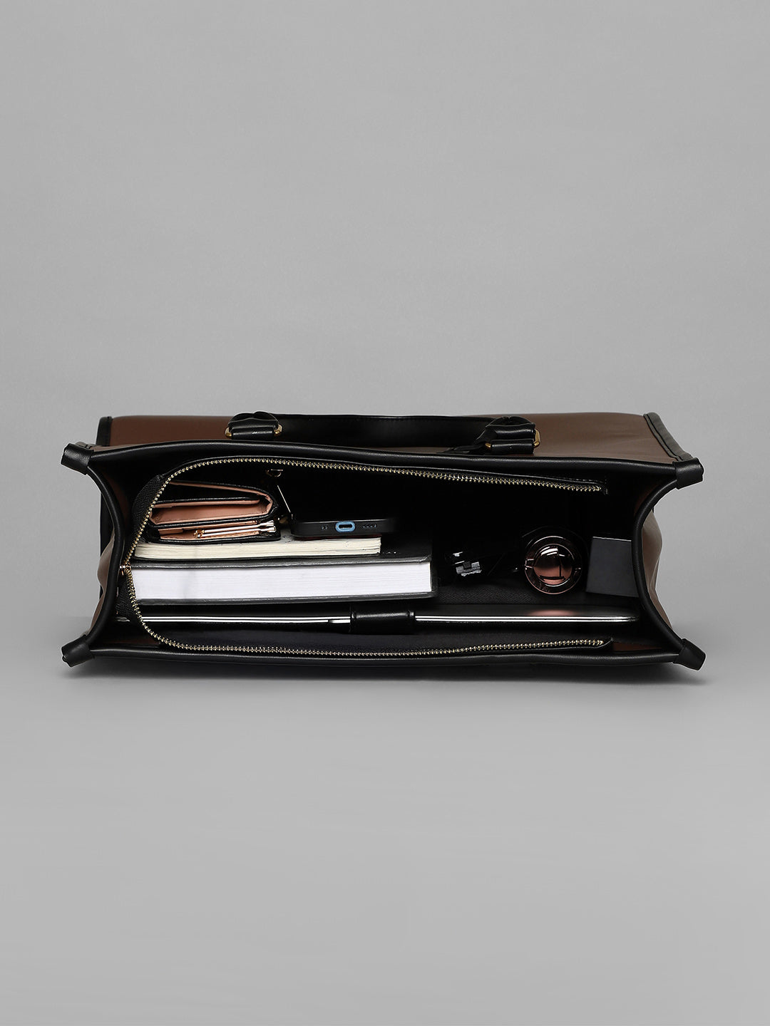The Two-Tone Edge Office Bag - Chocolate Brown