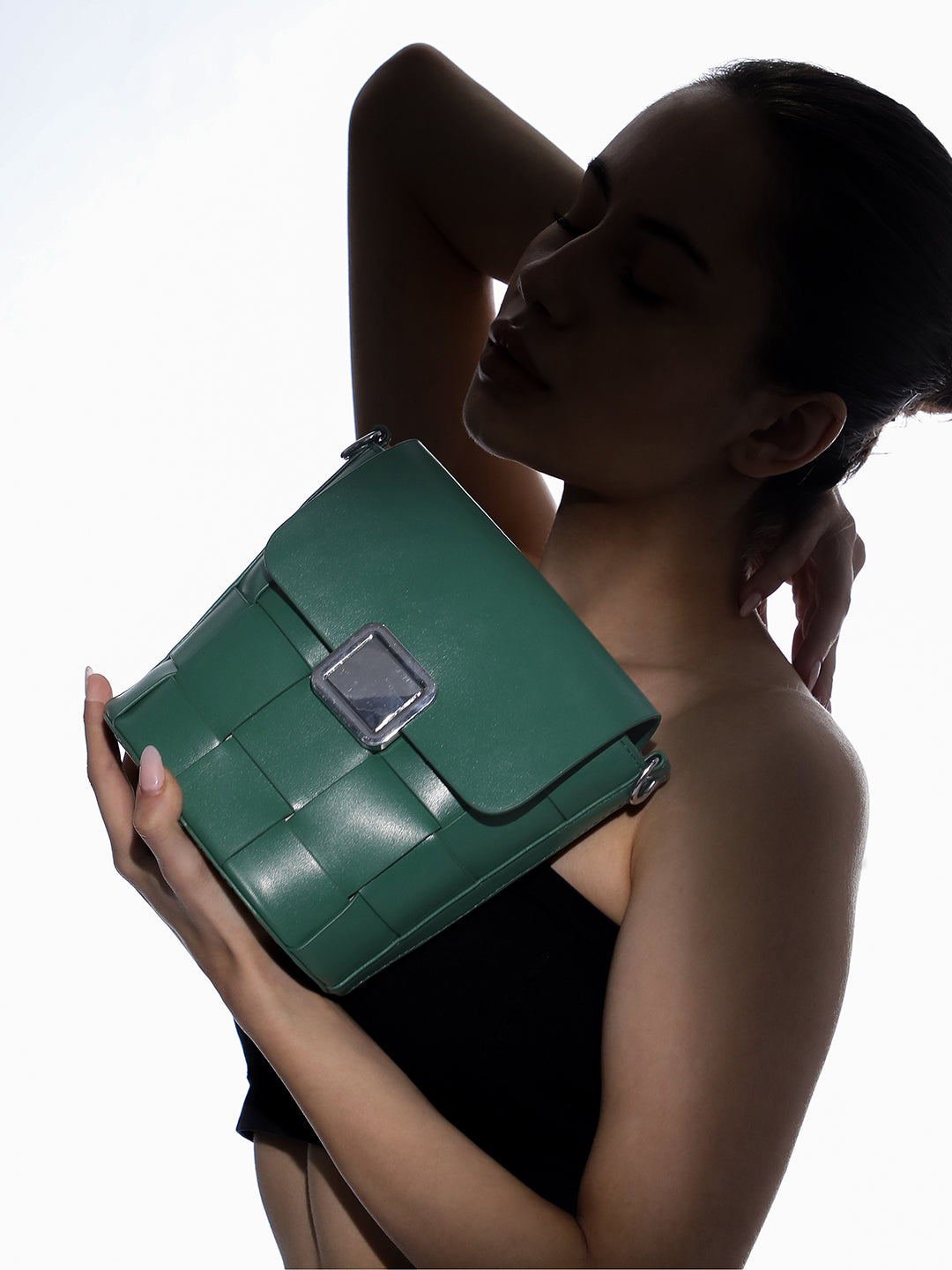 حقيبة كتف سلة - أخضر زمردي