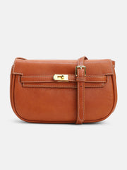 The Overlap-Curve Sling Bag - Burnt Sienna