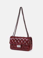 The Quilted-Chainlink Sling Bag - Cherry Red