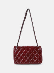 The Quilted-Chainlink Sling Bag - Cherry Red