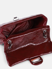 The Quilted-Chainlink Sling Bag - Cherry Red