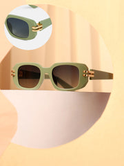 The Gilded Pastel Rectangular Sunglass - Olive Green