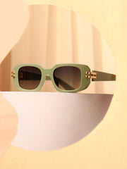 The Gilded Pastel Rectangular Sunglass - Olive Green