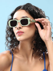 The Gilded Pastel Rectangular Sunglass - Olive Green