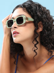 The Gilded Pastel Rectangular Sunglass - Olive Green