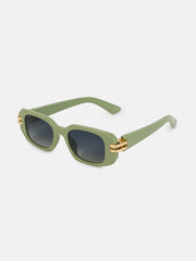 The Gilded Pastel Rectangular Sunglass - Olive Green