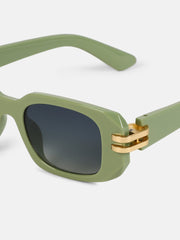 The Gilded Pastel Rectangular Sunglass - Olive Green